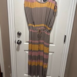 Fab’rik Multicolor Striped Pleated Maxi Dress size Small